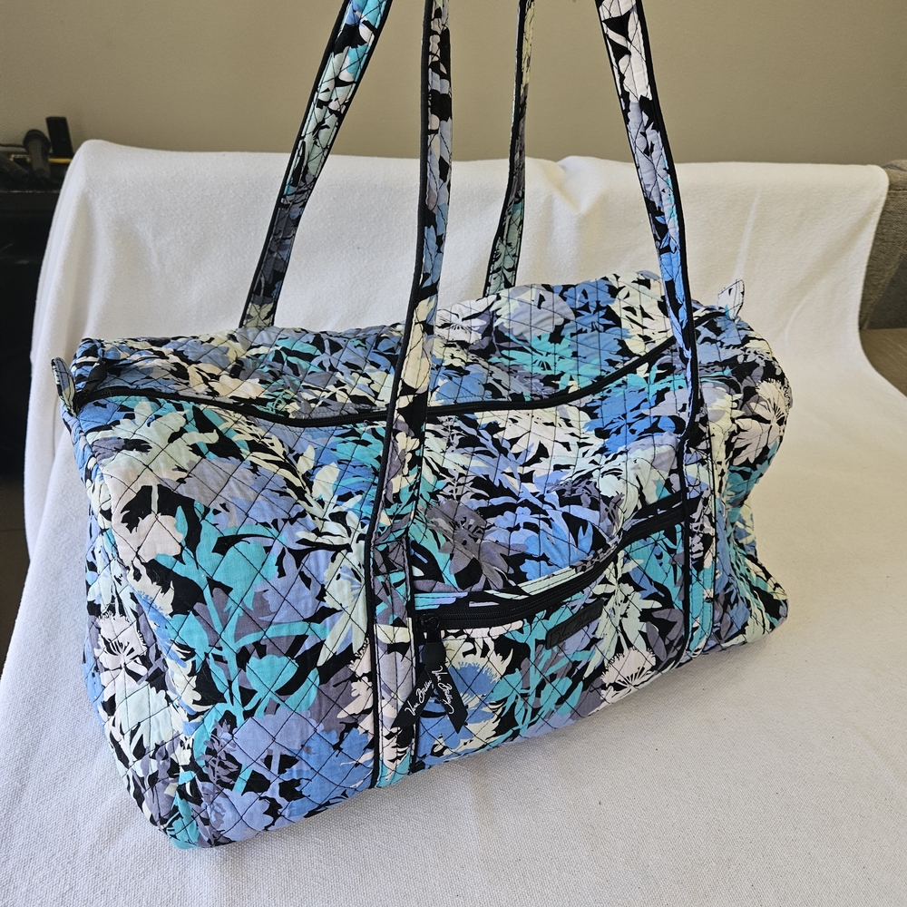 Vera Bradley Quilted Floral Travel Bag - Blue, Teal, Black